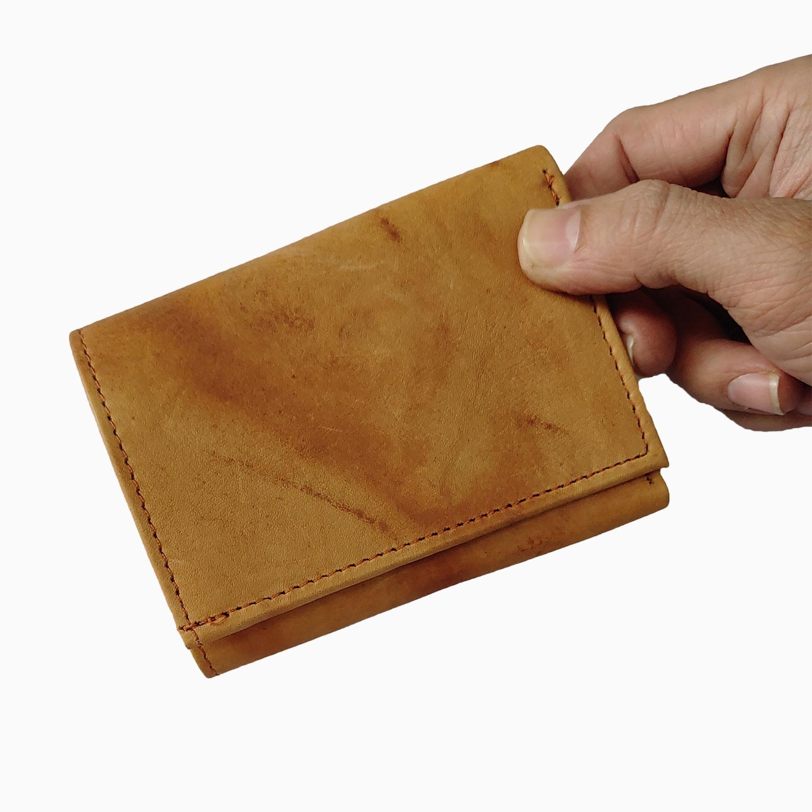  Men Real Leather Trifold Wallets Card Slots Blocking Slim Wallet Handmade Purse